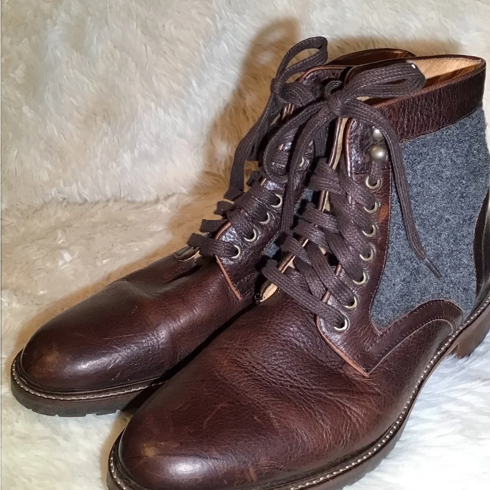 McCarren & Sons Brown leather/wool boots size 10
